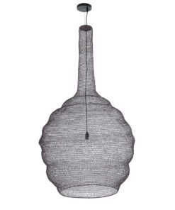 GloboStar® KENTUCKY 01887 Vintage Κρεμαστό Φωτιστικό Οροφής Μονόφωτο 1 x E27 AC220-240V IP20 – Φ90 x Υ110cm – Σκούρο Καφέ Μεταλλικό Πλέγμα