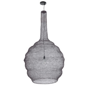 GloboStar® KENTUCKY 01887 Vintage Κρεμαστό Φωτιστικό Οροφής Μονόφωτο 1 x E27 AC220-240V IP20 – Φ90 x Υ110cm – Σκούρο Καφέ Μεταλλικό Πλέγμα