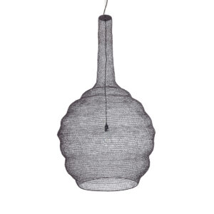 GloboStar® KENTUCKY 01887 Vintage Κρεμαστό Φωτιστικό Οροφής Μονόφωτο 1 x E27 AC220-240V IP20 – Φ90 x Υ110cm – Σκούρο Καφέ Μεταλλικό Πλέγμα