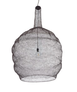 GloboStar® KENTUCKY 01887 Vintage Κρεμαστό Φωτιστικό Οροφής Μονόφωτο 1 x E27 AC220-240V IP20 – Φ90 x Υ110cm – Σκούρο Καφέ Μεταλλικό Πλέγμα