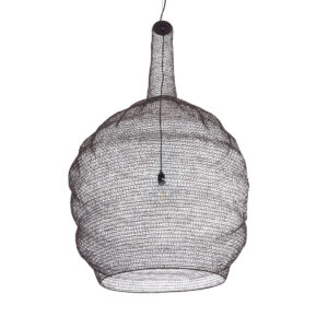 GloboStar® KENTUCKY 01887 Vintage Κρεμαστό Φωτιστικό Οροφής Μονόφωτο 1 x E27 AC220-240V IP20 – Φ90 x Υ110cm – Σκούρο Καφέ Μεταλλικό Πλέγμα