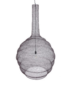 GloboStar® KENTUCKY 01887 Vintage Κρεμαστό Φωτιστικό Οροφής Μονόφωτο 1 x E27 AC220-240V IP20 – Φ90 x Υ110cm – Σκούρο Καφέ Μεταλλικό Πλέγμα