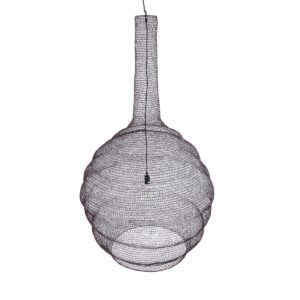 GloboStar® KENTUCKY 01887 Vintage Κρεμαστό Φωτιστικό Οροφής Μονόφωτο 1 x E27 AC220-240V IP20 – Φ90 x Υ110cm – Σκούρο Καφέ Μεταλλικό Πλέγμα