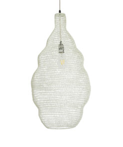 GloboStar® KENTUCKY 01895 Vintage Κρεμαστό Φωτιστικό Οροφής Μονόφωτο 1 x E27 AC220-240V IP20 – Φ40 x Υ70cm – Μπεζ Εκρού Μεταλλικό Πλέγμα