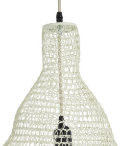 GloboStar® KENTUCKY 01895 Vintage Κρεμαστό Φωτιστικό Οροφής Μονόφωτο 1 x E27 AC220-240V IP20 – Φ40 x Υ70cm – Μπεζ Εκρού Μεταλλικό Πλέγμα