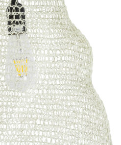 GloboStar® KENTUCKY 01895 Vintage Κρεμαστό Φωτιστικό Οροφής Μονόφωτο 1 x E27 AC220-240V IP20 – Φ40 x Υ70cm – Μπεζ Εκρού Μεταλλικό Πλέγμα