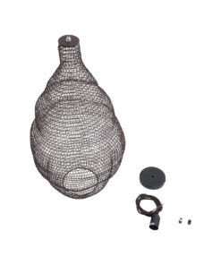 GloboStar® KENTUCKY 01896 Vintage Κρεμαστό Φωτιστικό Οροφής Μονόφωτο 1 x E27 AC220-240V IP20 – Φ40 x Υ70cm – Σκούρο Καφέ Μεταλλικό Πλέγμα