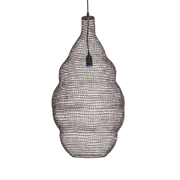 GloboStar® KENTUCKY 01896 Vintage Κρεμαστό Φωτιστικό Οροφής Μονόφωτο 1 x E27 AC220-240V IP20 – Φ40 x Υ70cm – Σκούρο Καφέ Μεταλλικό Πλέγμα