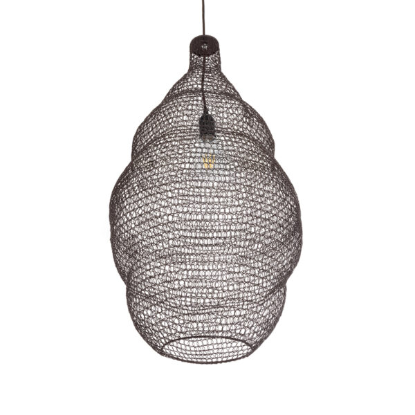 GloboStar® KENTUCKY 01896 Vintage Κρεμαστό Φωτιστικό Οροφής Μονόφωτο 1 x E27 AC220-240V IP20 – Φ40 x Υ70cm – Σκούρο Καφέ Μεταλλικό Πλέγμα