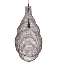 GloboStar® KENTUCKY 01896 Vintage Κρεμαστό Φωτιστικό Οροφής Μονόφωτο 1 x E27 AC220-240V IP20 – Φ40 x Υ70cm – Σκούρο Καφέ Μεταλλικό Πλέγμα