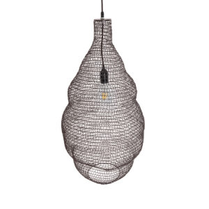 GloboStar® KENTUCKY 01896 Vintage Κρεμαστό Φωτιστικό Οροφής Μονόφωτο 1 x E27 AC220-240V IP20 – Φ40 x Υ70cm – Σκούρο Καφέ Μεταλλικό Πλέγμα