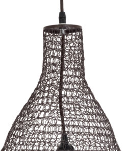 GloboStar® KENTUCKY 01896 Vintage Κρεμαστό Φωτιστικό Οροφής Μονόφωτο 1 x E27 AC220-240V IP20 – Φ40 x Υ70cm – Σκούρο Καφέ Μεταλλικό Πλέγμα