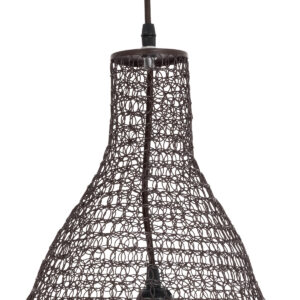 GloboStar® KENTUCKY 01896 Vintage Κρεμαστό Φωτιστικό Οροφής Μονόφωτο 1 x E27 AC220-240V IP20 – Φ40 x Υ70cm – Σκούρο Καφέ Μεταλλικό Πλέγμα