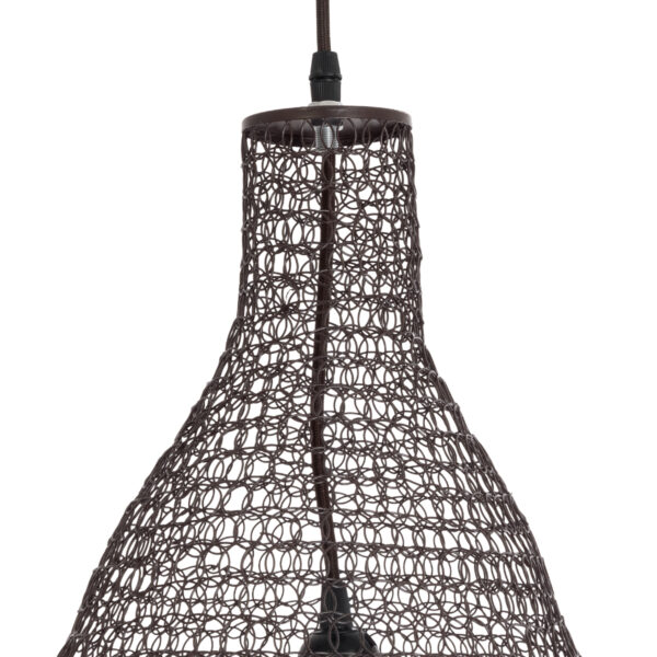 GloboStar® KENTUCKY 01896 Vintage Κρεμαστό Φωτιστικό Οροφής Μονόφωτο 1 x E27 AC220-240V IP20 – Φ40 x Υ70cm – Σκούρο Καφέ Μεταλλικό Πλέγμα