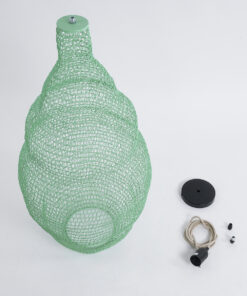 GloboStar® KENTUCKY 01897 Vintage Κρεμαστό Φωτιστικό Οροφής Μονόφωτο 1 x E27 AC220-240V IP20 – Φ40 x Υ70cm – Τιρκουάζ Μεταλλικό Πλέγμα