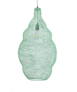 GloboStar® KENTUCKY 01897 Vintage Κρεμαστό Φωτιστικό Οροφής Μονόφωτο 1 x E27 AC220-240V IP20 – Φ40 x Υ70cm – Τιρκουάζ Μεταλλικό Πλέγμα