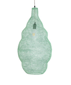 GloboStar® KENTUCKY 01897 Vintage Κρεμαστό Φωτιστικό Οροφής Μονόφωτο 1 x E27 AC220-240V IP20 – Φ40 x Υ70cm – Τιρκουάζ Μεταλλικό Πλέγμα