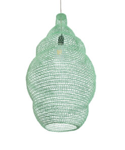 GloboStar® KENTUCKY 01897 Vintage Κρεμαστό Φωτιστικό Οροφής Μονόφωτο 1 x E27 AC220-240V IP20 – Φ40 x Υ70cm – Τιρκουάζ Μεταλλικό Πλέγμα