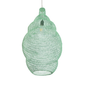 GloboStar® KENTUCKY 01897 Vintage Κρεμαστό Φωτιστικό Οροφής Μονόφωτο 1 x E27 AC220-240V IP20 – Φ40 x Υ70cm – Τιρκουάζ Μεταλλικό Πλέγμα