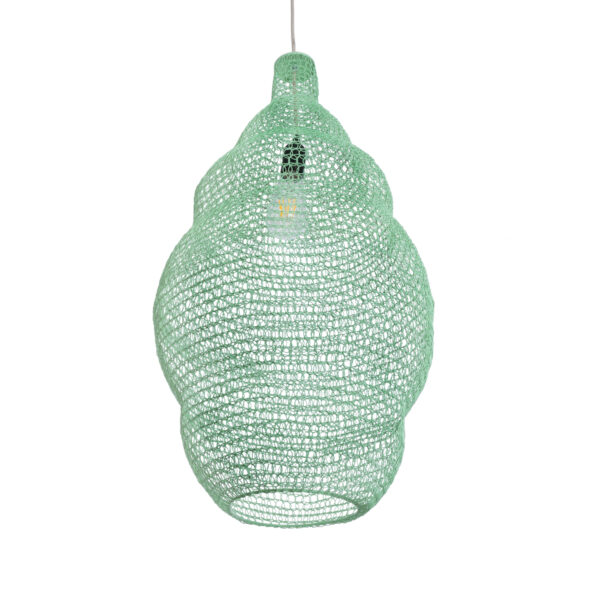 GloboStar® KENTUCKY 01897 Vintage Κρεμαστό Φωτιστικό Οροφής Μονόφωτο 1 x E27 AC220-240V IP20 – Φ40 x Υ70cm – Τιρκουάζ Μεταλλικό Πλέγμα