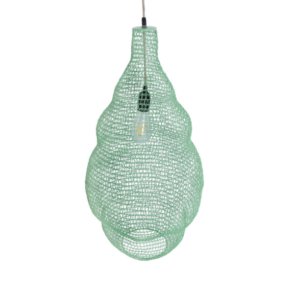 GloboStar® KENTUCKY 01897 Vintage Κρεμαστό Φωτιστικό Οροφής Μονόφωτο 1 x E27 AC220-240V IP20 – Φ40 x Υ70cm – Τιρκουάζ Μεταλλικό Πλέγμα