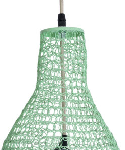 GloboStar® KENTUCKY 01897 Vintage Κρεμαστό Φωτιστικό Οροφής Μονόφωτο 1 x E27 AC220-240V IP20 – Φ40 x Υ70cm – Τιρκουάζ Μεταλλικό Πλέγμα