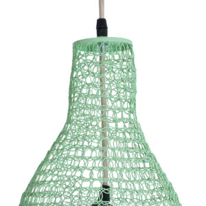 GloboStar® KENTUCKY 01897 Vintage Κρεμαστό Φωτιστικό Οροφής Μονόφωτο 1 x E27 AC220-240V IP20 – Φ40 x Υ70cm – Τιρκουάζ Μεταλλικό Πλέγμα