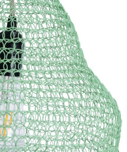 GloboStar® KENTUCKY 01897 Vintage Κρεμαστό Φωτιστικό Οροφής Μονόφωτο 1 x E27 AC220-240V IP20 – Φ40 x Υ70cm – Τιρκουάζ Μεταλλικό Πλέγμα