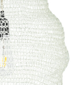 GloboStar® KENTUCKY 01898 Vintage Κρεμαστό Φωτιστικό Οροφής Μονόφωτο 1 x E27 AC220-240V IP20 – Φ40 x Υ60cm – Μπεζ Εκρού Μεταλλικό Πλέγμα