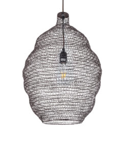 GloboStar® KENTUCKY 01899 Vintage Κρεμαστό Φωτιστικό Οροφής Μονόφωτο 1 x E27 AC220-240V IP20 – Φ40 x Υ60cm – Σκούρο Καφέ Μεταλλικό Πλέγμα