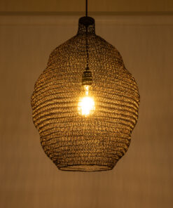 GloboStar® KENTUCKY 01899 Vintage Κρεμαστό Φωτιστικό Οροφής Μονόφωτο 1 x E27 AC220-240V IP20 – Φ40 x Υ60cm – Σκούρο Καφέ Μεταλλικό Πλέγμα