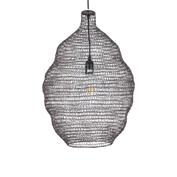 GloboStar® KENTUCKY 01899 Vintage Κρεμαστό Φωτιστικό Οροφής Μονόφωτο 1 x E27 AC220-240V IP20 – Φ40 x Υ60cm – Σκούρο Καφέ Μεταλλικό Πλέγμα