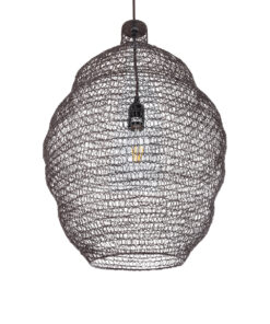 GloboStar® KENTUCKY 01899 Vintage Κρεμαστό Φωτιστικό Οροφής Μονόφωτο 1 x E27 AC220-240V IP20 – Φ40 x Υ60cm – Σκούρο Καφέ Μεταλλικό Πλέγμα