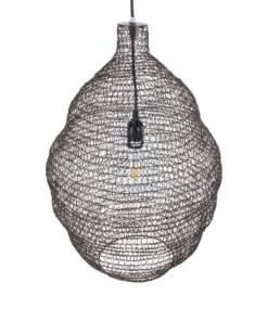 GloboStar® KENTUCKY 01899 Vintage Κρεμαστό Φωτιστικό Οροφής Μονόφωτο 1 x E27 AC220-240V IP20 – Φ40 x Υ60cm – Σκούρο Καφέ Μεταλλικό Πλέγμα