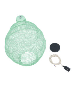 GloboStar® KENTUCKY 01900 Vintage Κρεμαστό Φωτιστικό Οροφής Μονόφωτο 1 x E27 AC220-240V IP20 – Φ40 x Υ60cm – Τιρκουάζ Μεταλλικό Πλέγμα