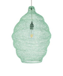 GloboStar® KENTUCKY 01900 Vintage Κρεμαστό Φωτιστικό Οροφής Μονόφωτο 1 x E27 AC220-240V IP20 – Φ40 x Υ60cm – Τιρκουάζ Μεταλλικό Πλέγμα