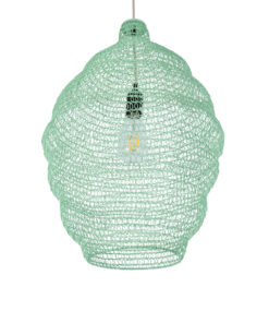 GloboStar® KENTUCKY 01900 Vintage Κρεμαστό Φωτιστικό Οροφής Μονόφωτο 1 x E27 AC220-240V IP20 – Φ40 x Υ60cm – Τιρκουάζ Μεταλλικό Πλέγμα