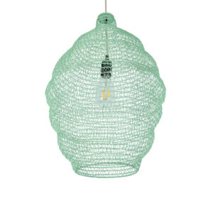 GloboStar® KENTUCKY 01900 Vintage Κρεμαστό Φωτιστικό Οροφής Μονόφωτο 1 x E27 AC220-240V IP20 – Φ40 x Υ60cm – Τιρκουάζ Μεταλλικό Πλέγμα