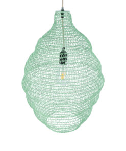 GloboStar® KENTUCKY 01900 Vintage Κρεμαστό Φωτιστικό Οροφής Μονόφωτο 1 x E27 AC220-240V IP20 – Φ40 x Υ60cm – Τιρκουάζ Μεταλλικό Πλέγμα