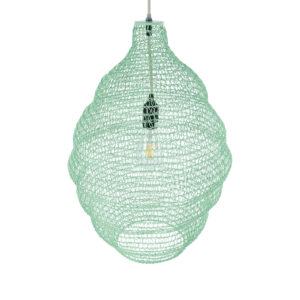GloboStar® KENTUCKY 01900 Vintage Κρεμαστό Φωτιστικό Οροφής Μονόφωτο 1 x E27 AC220-240V IP20 – Φ40 x Υ60cm – Τιρκουάζ Μεταλλικό Πλέγμα