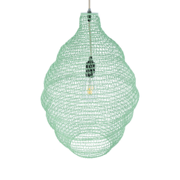 GloboStar® KENTUCKY 01900 Vintage Κρεμαστό Φωτιστικό Οροφής Μονόφωτο 1 x E27 AC220-240V IP20 – Φ40 x Υ60cm – Τιρκουάζ Μεταλλικό Πλέγμα