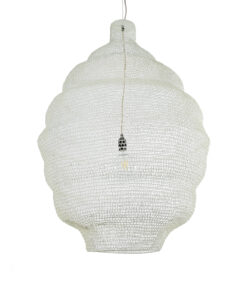 GloboStar® KENTUCKY 01901 Vintage Κρεμαστό Φωτιστικό Οροφής Μονόφωτο 1 x E27 AC220-240V IP20 – Φ80 x Υ110cm – Μπεζ Εκρού Μεταλλικό Πλέγμα