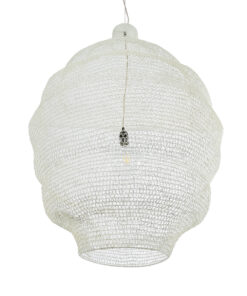 GloboStar® KENTUCKY 01901 Vintage Κρεμαστό Φωτιστικό Οροφής Μονόφωτο 1 x E27 AC220-240V IP20 – Φ80 x Υ110cm – Μπεζ Εκρού Μεταλλικό Πλέγμα