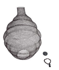 GloboStar® KENTUCKY 01902 Vintage Κρεμαστό Φωτιστικό Οροφής Μονόφωτο 1 x E27 AC220-240V IP20 – Φ80 x Υ110cm – Σκούρο Καφέ Μεταλλικό Πλέγμα