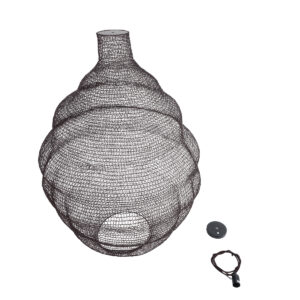 GloboStar® KENTUCKY 01902 Vintage Κρεμαστό Φωτιστικό Οροφής Μονόφωτο 1 x E27 AC220-240V IP20 – Φ80 x Υ110cm – Σκούρο Καφέ Μεταλλικό Πλέγμα