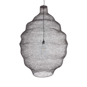 GloboStar® KENTUCKY 01902 Vintage Κρεμαστό Φωτιστικό Οροφής Μονόφωτο 1 x E27 AC220-240V IP20 – Φ80 x Υ110cm – Σκούρο Καφέ Μεταλλικό Πλέγμα