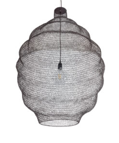 GloboStar® KENTUCKY 01902 Vintage Κρεμαστό Φωτιστικό Οροφής Μονόφωτο 1 x E27 AC220-240V IP20 – Φ80 x Υ110cm – Σκούρο Καφέ Μεταλλικό Πλέγμα