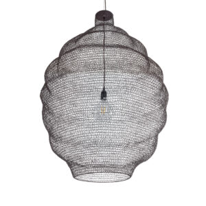 GloboStar® KENTUCKY 01902 Vintage Κρεμαστό Φωτιστικό Οροφής Μονόφωτο 1 x E27 AC220-240V IP20 – Φ80 x Υ110cm – Σκούρο Καφέ Μεταλλικό Πλέγμα