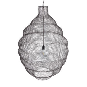 GloboStar® KENTUCKY 01902 Vintage Κρεμαστό Φωτιστικό Οροφής Μονόφωτο 1 x E27 AC220-240V IP20 – Φ80 x Υ110cm – Σκούρο Καφέ Μεταλλικό Πλέγμα