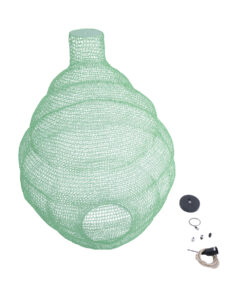 GloboStar® KENTUCKY 01903 Vintage Κρεμαστό Φωτιστικό Οροφής Μονόφωτο 1 x E27 AC220-240V IP20 – Φ80 x Υ110cm – Τιρκουάζ Μεταλλικό Πλέγμα